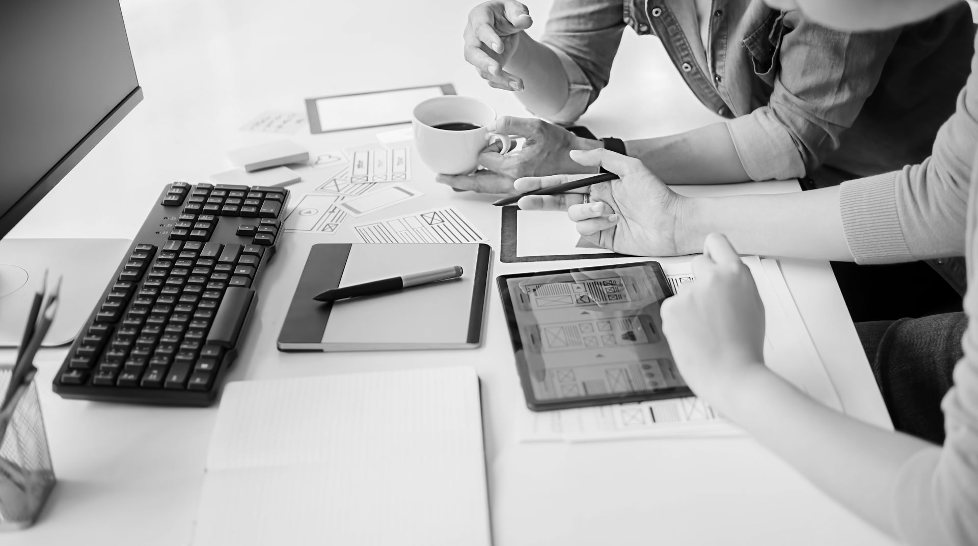 A team planning a campaign at a desk